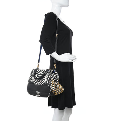 MCM Striped Visetos Funky Zebra Stud Keana Boston Black Blue 2 of 11
