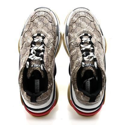 Balenciaga X GUCCI GG Supreme Monogram Allover Logo Mens Triple S Sneakers 42 Beige Ebony Mystic White 2 of 9