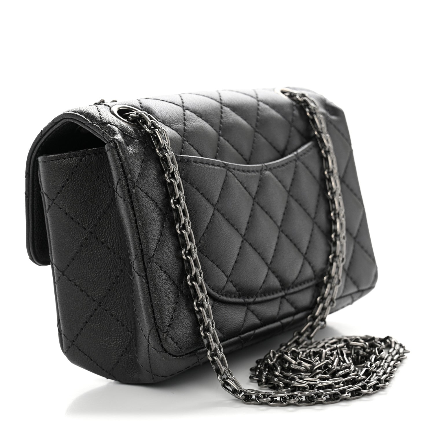 Chanel Metallic Sheepskin Quilted 2.55 Reissue Mini Flap Dark Grey 3 of 11