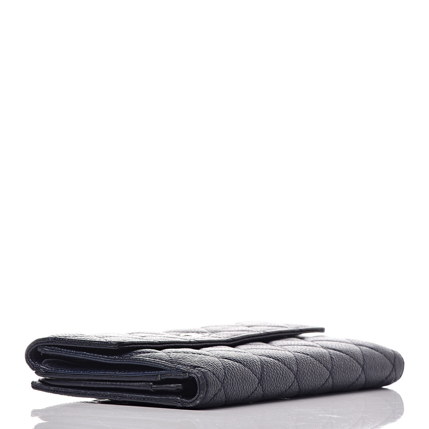 Caviar Quilted CC Long Double Wallet Navy