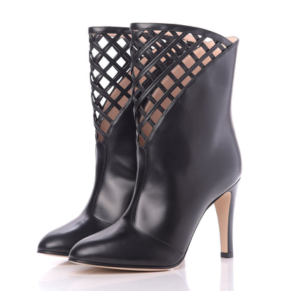 Gucci Plume Calfskin Damir Lattice Cutout Boots 38 Black 2 of 9