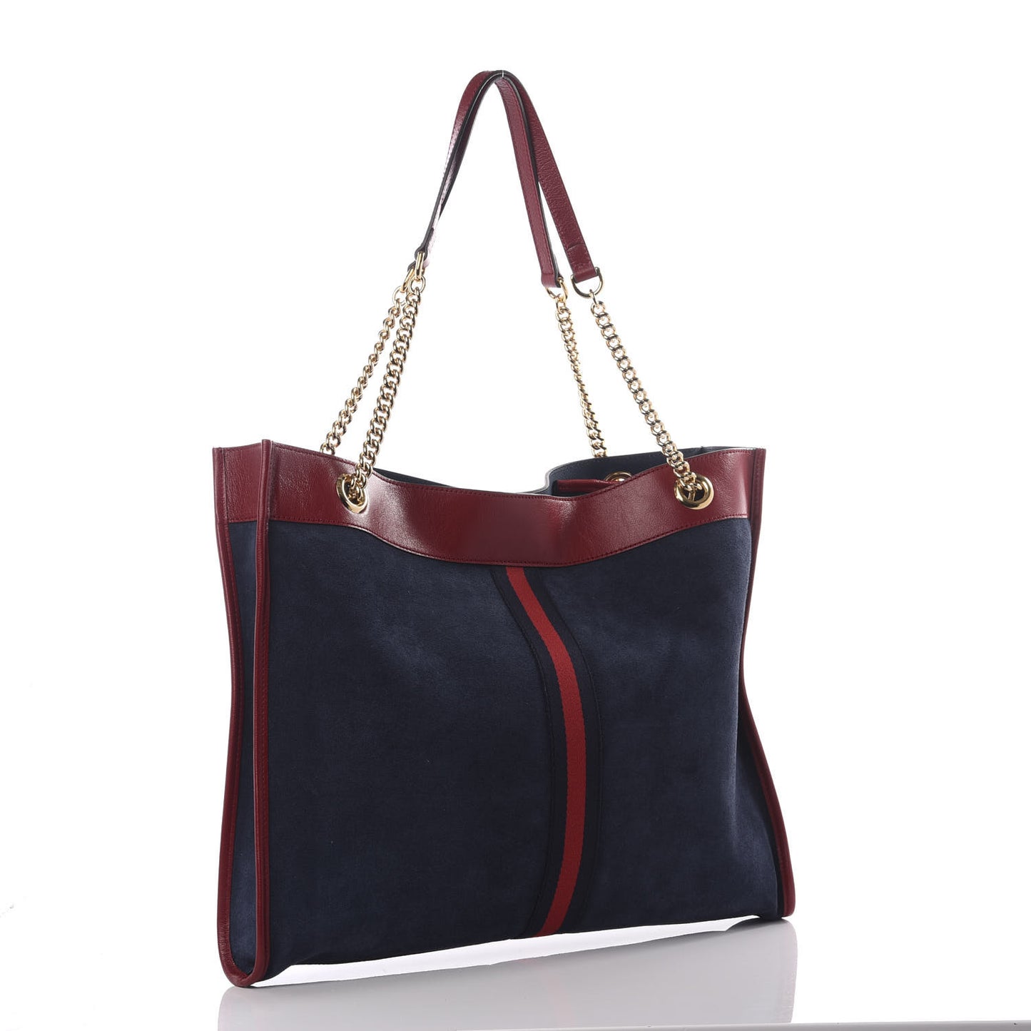 Suede Calfskin Large Rajah Chain Tote New Blue Romantic Cherry