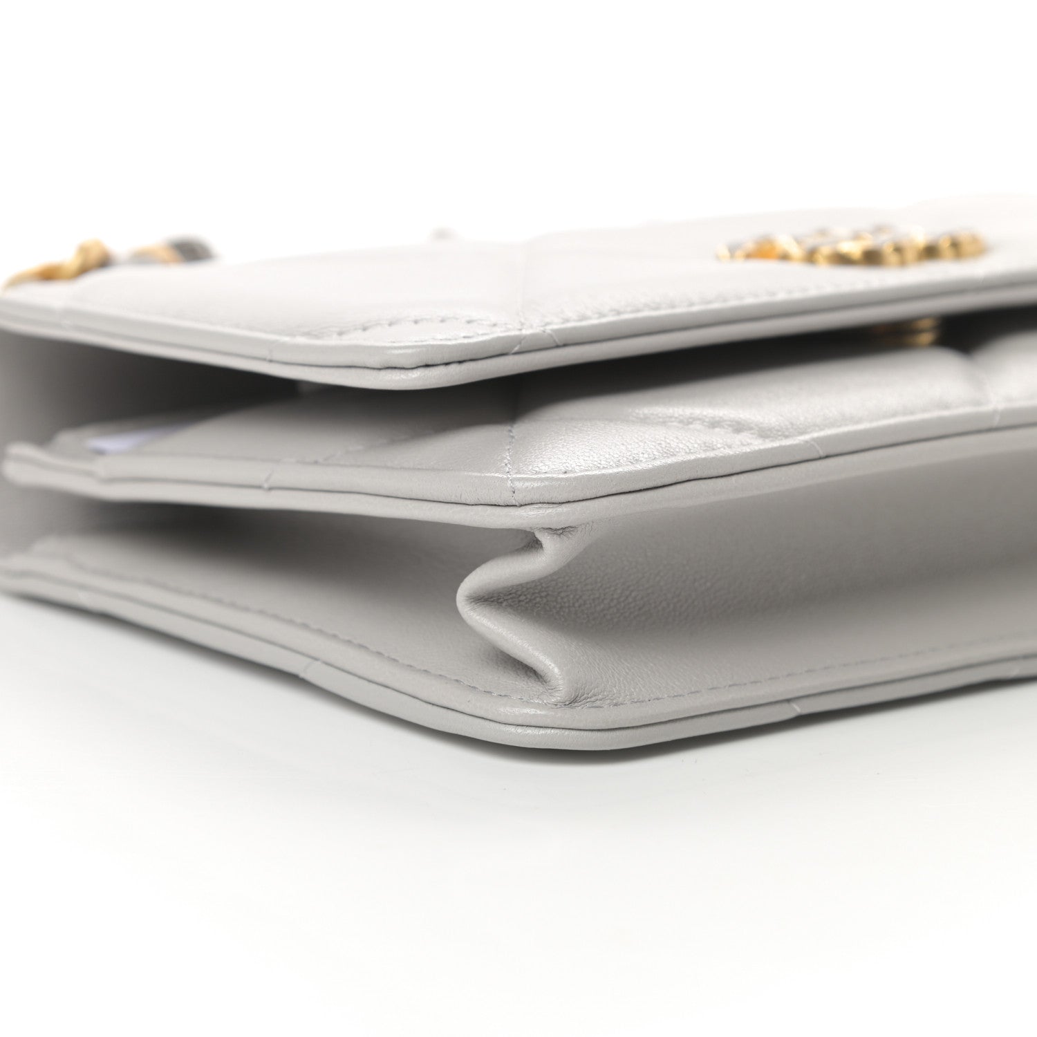 Chanel Lambskin Quilted Chanel 19 Wallet On Chain WOC Grey 11 of 13