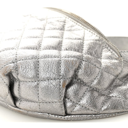 Chanel Metallic Calfskin Quilted Banane Waist Bag Fanny Pack Dark Silver 9 of 12