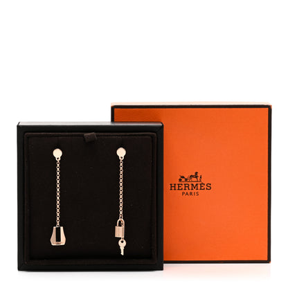Hermes 18K Rose Gold Kelly Clochette Earrings 5 of 5