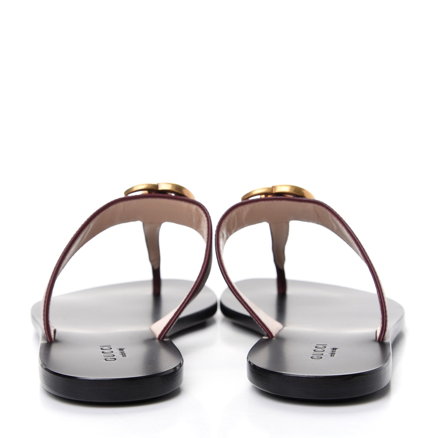 Calfskin GG Marmont Thong Sandals 36.5 Vintage Bordeaux