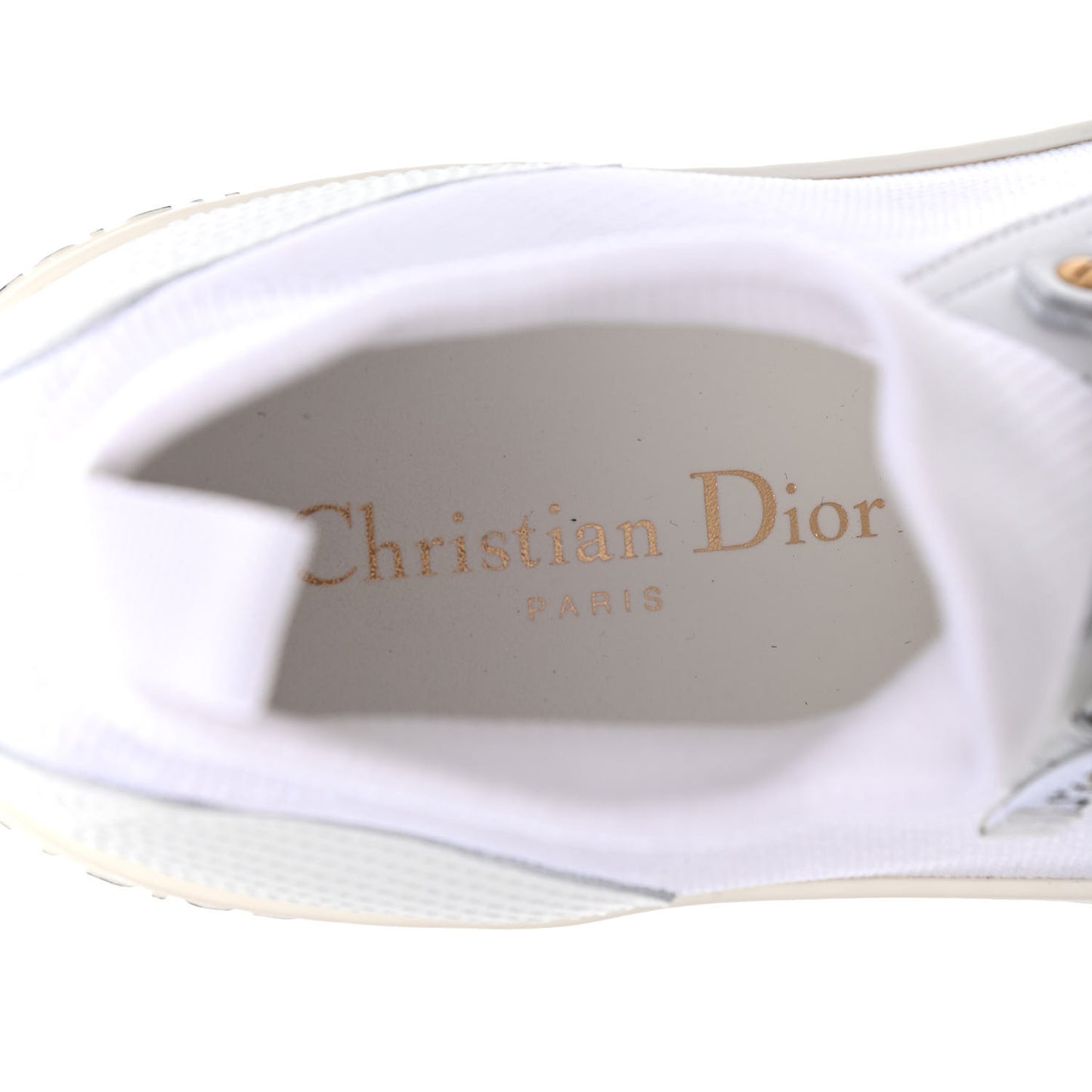 Technical Knit Calfskin Womens Walk'N'Dior High Top Sneakers 39.5 White