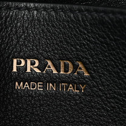 Prada Soft Grain Calfskin Small Double Belt Tote Black 6 of 9