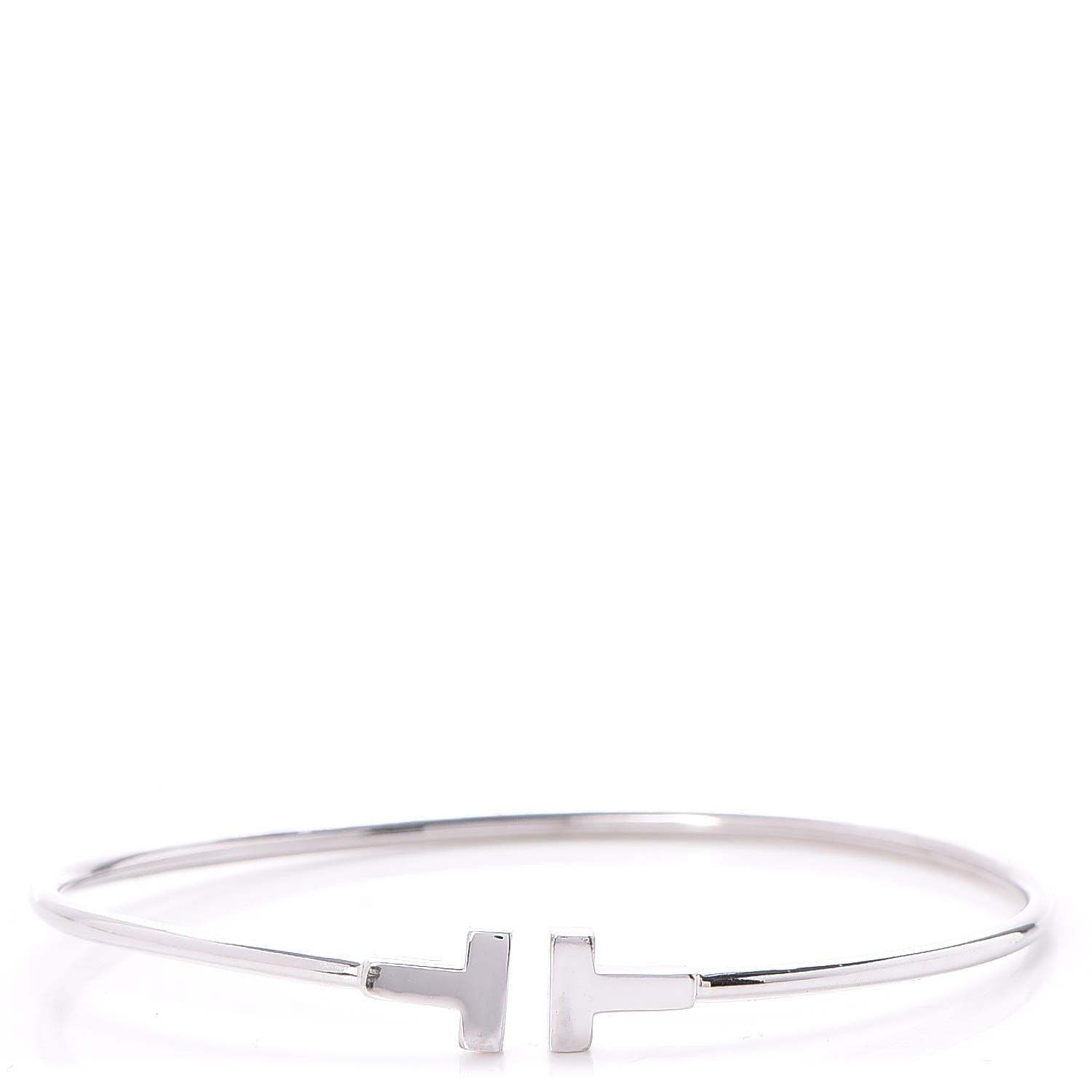 Tiffany 18K White Gold Narrow T Wire Bracelet 1 of 6