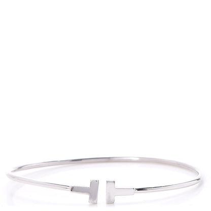 Tiffany 18K White Gold Narrow T Wire Bracelet 1 of 6