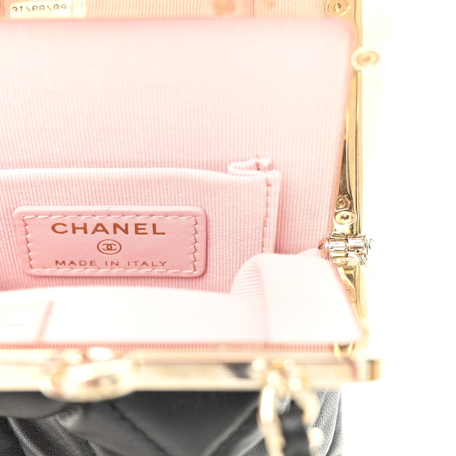 Chanel Lambskin Plexi Quilted CC Evening Clutch With Chain Black 6 of 11