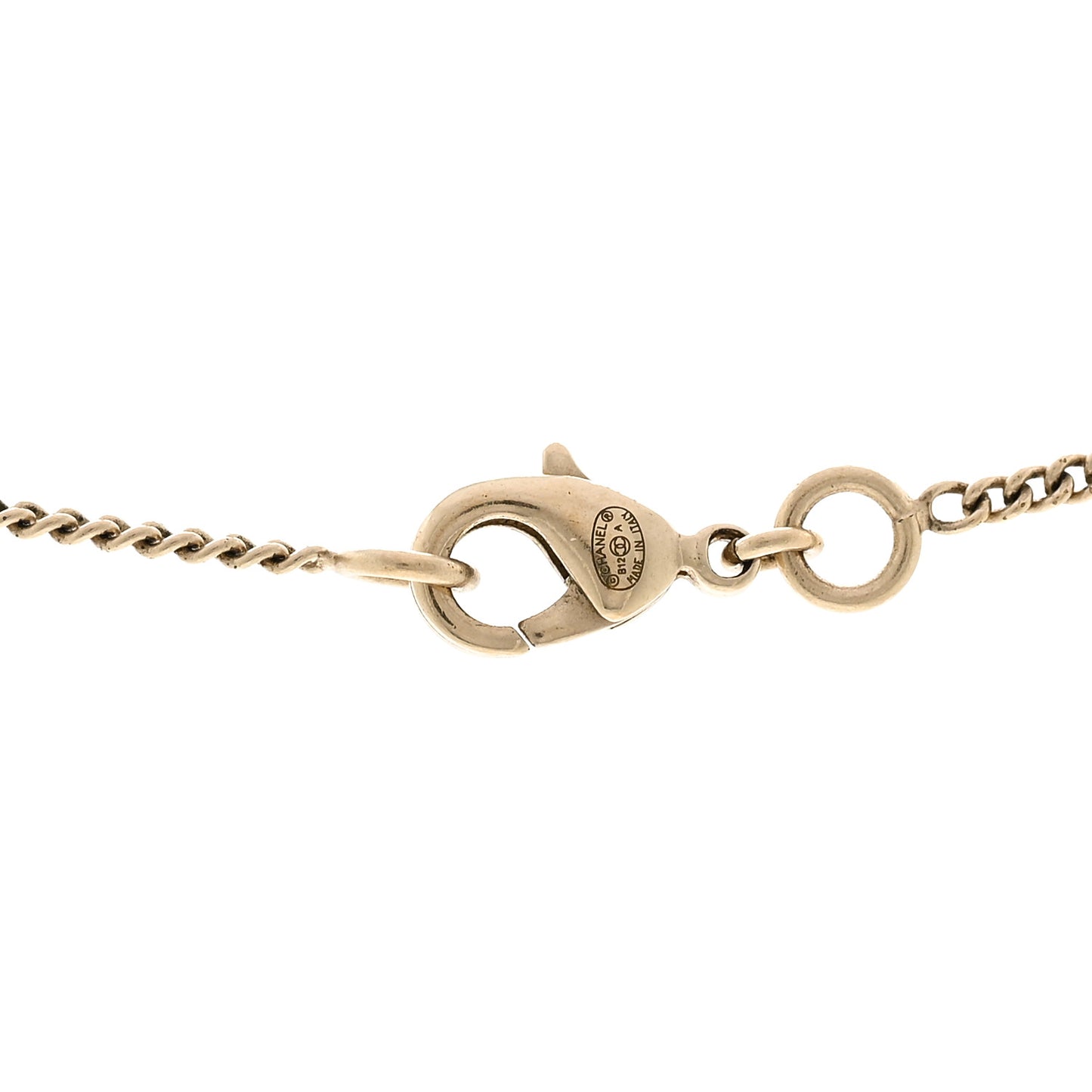 Gripoix Poured Glass CC Pendant Necklace Gold Brown