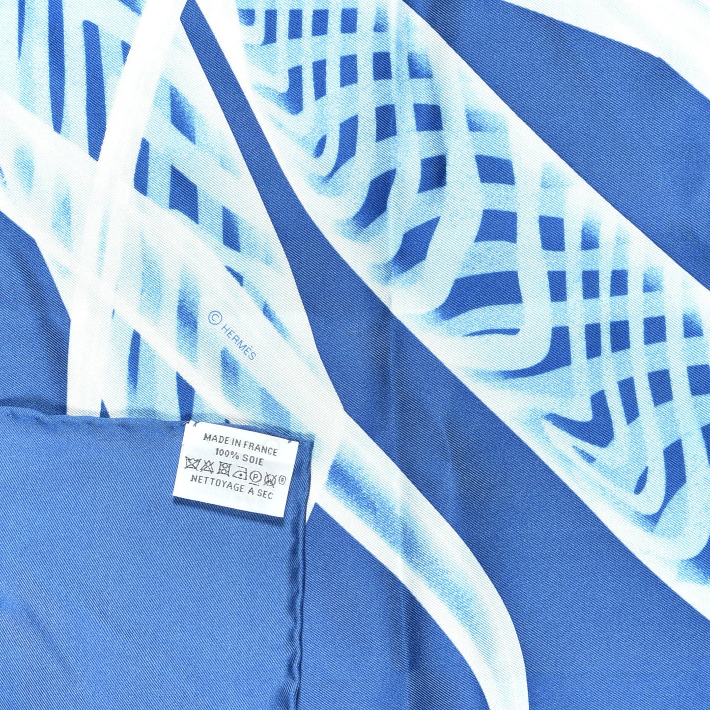 Silk Please Check In Scarf 90 Bleu Moyen Ciel White