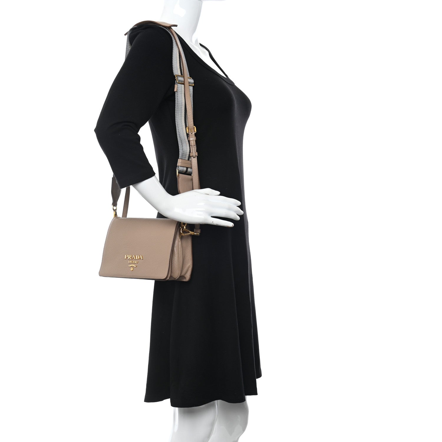 Prada Vitello Daino Flap Crossbody Cammeo 2 of 9