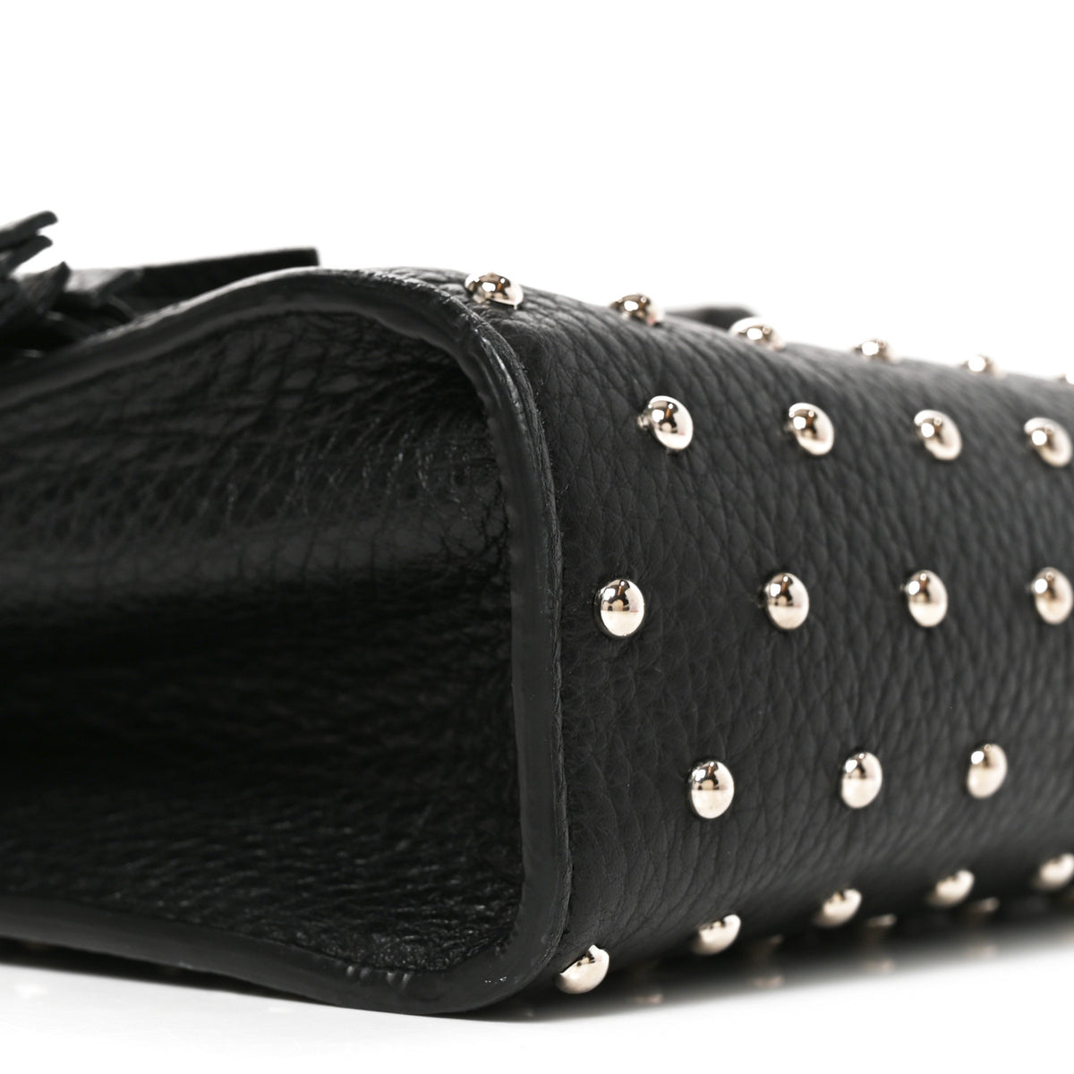 Calfskin Studded Medium Miss Bamboo Shoulder Bag Black