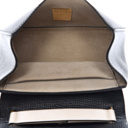 Chloe Grained Calfskin Lambskin Mini Bi-Color Drew Shoulder Bag Black Powder Beige 5 of 6