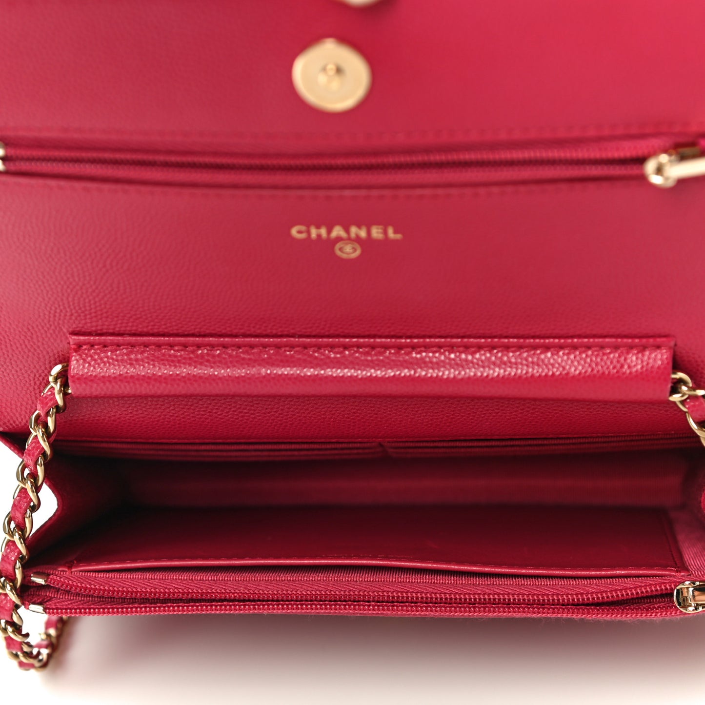 Caviar Quilted Wallet On Chain WOC Dark Pink