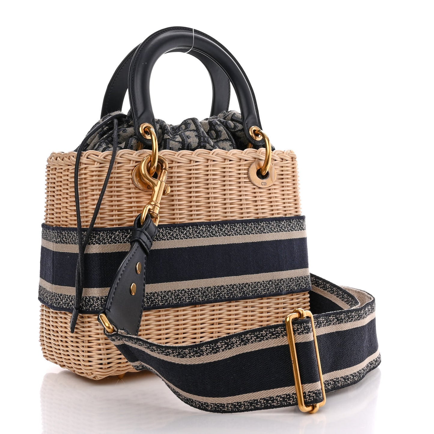 Wicker Oblique Medium Lady Dior Bag Blue