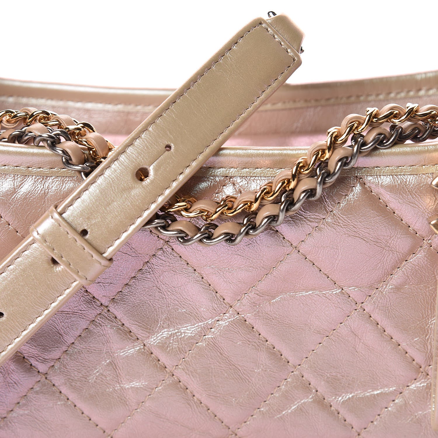 Chanel Iridescent Aged Calfskin Quilted Small Gabrielle Hobo Light Pink 8 of 10