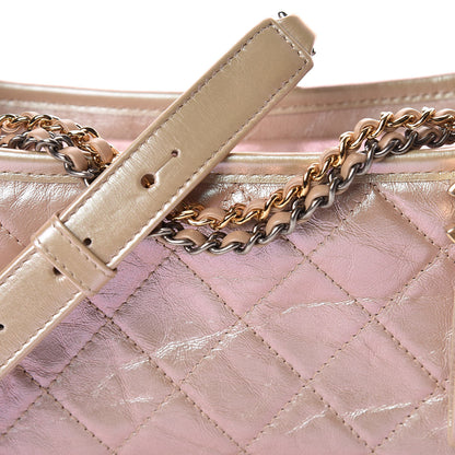 Chanel Iridescent Aged Calfskin Quilted Small Gabrielle Hobo Light Pink 8 of 10