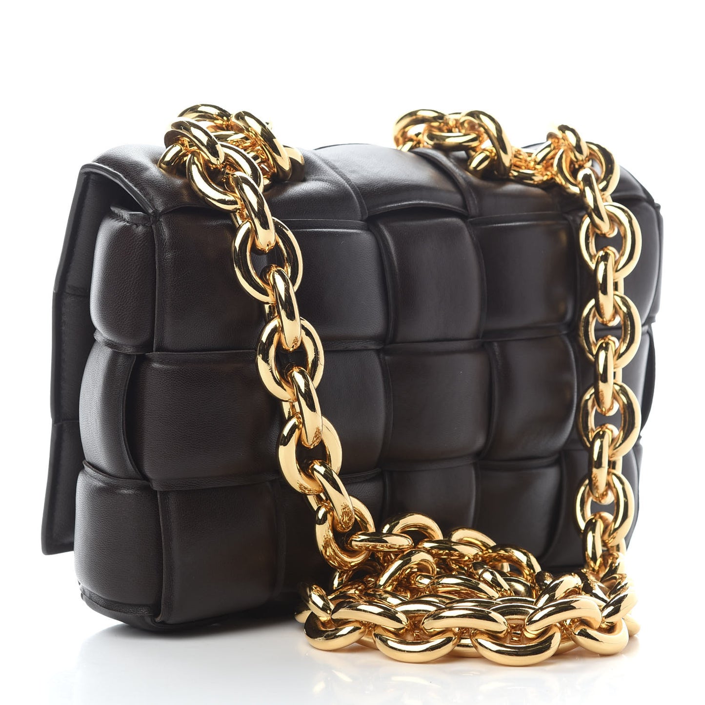 Lambskin Maxi Intreccio Padded Chain Cassette Crossbody Bag Black