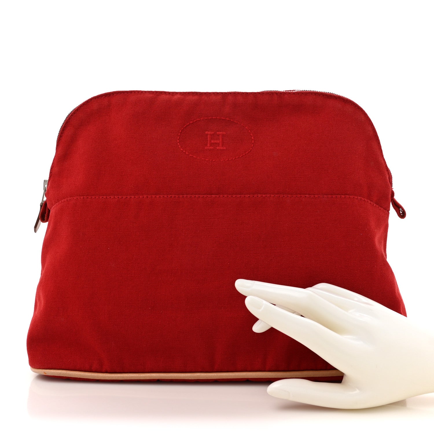Hermes Cotton Bolide Travel Cosmetic Pouch Rouge 2 of 9
