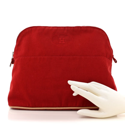 Hermes Cotton Bolide Travel Cosmetic Pouch Rouge 2 of 9
