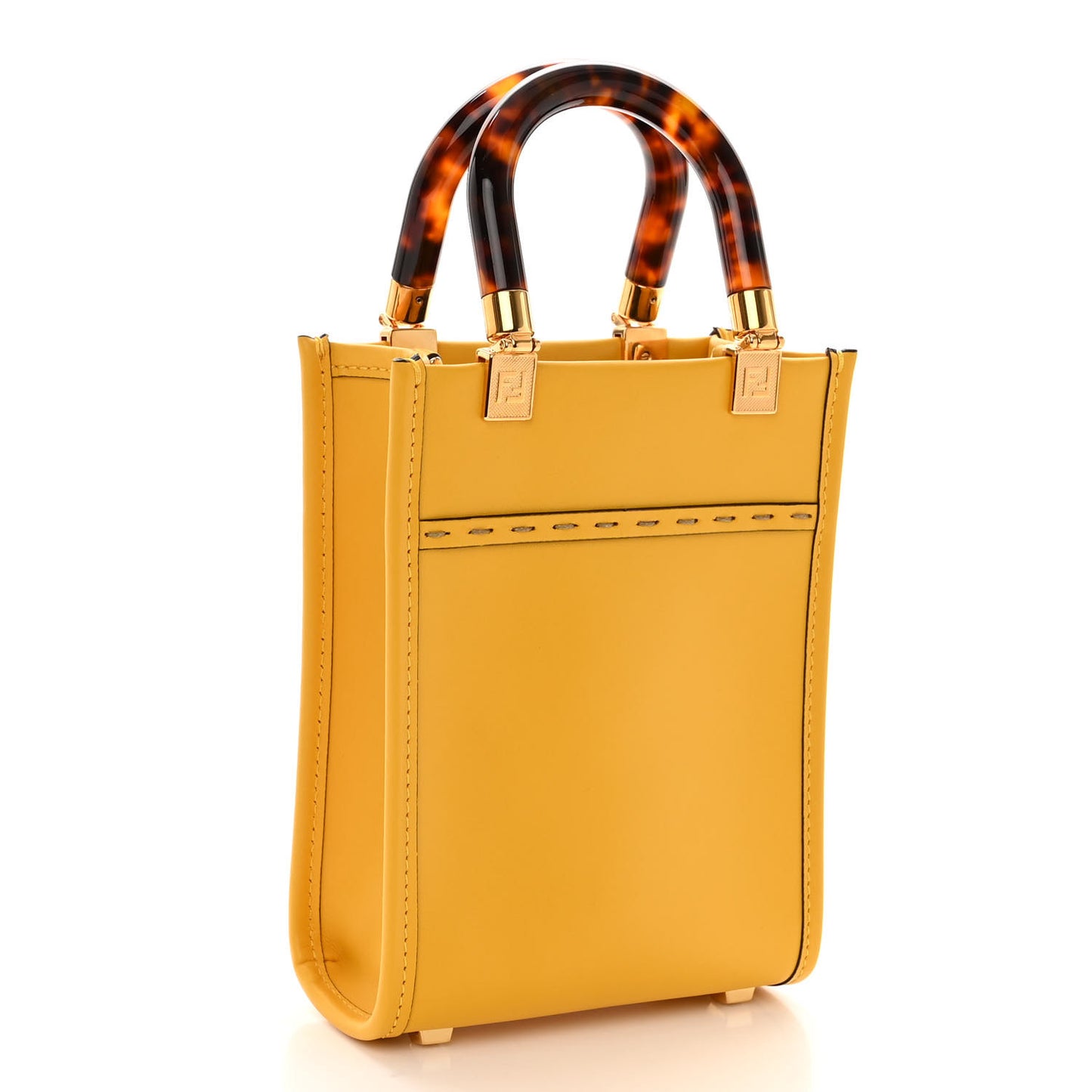 Vitello King Plexiglass Logo Embossed Mini Fendi Sunshine Shopper Tote Mimosa