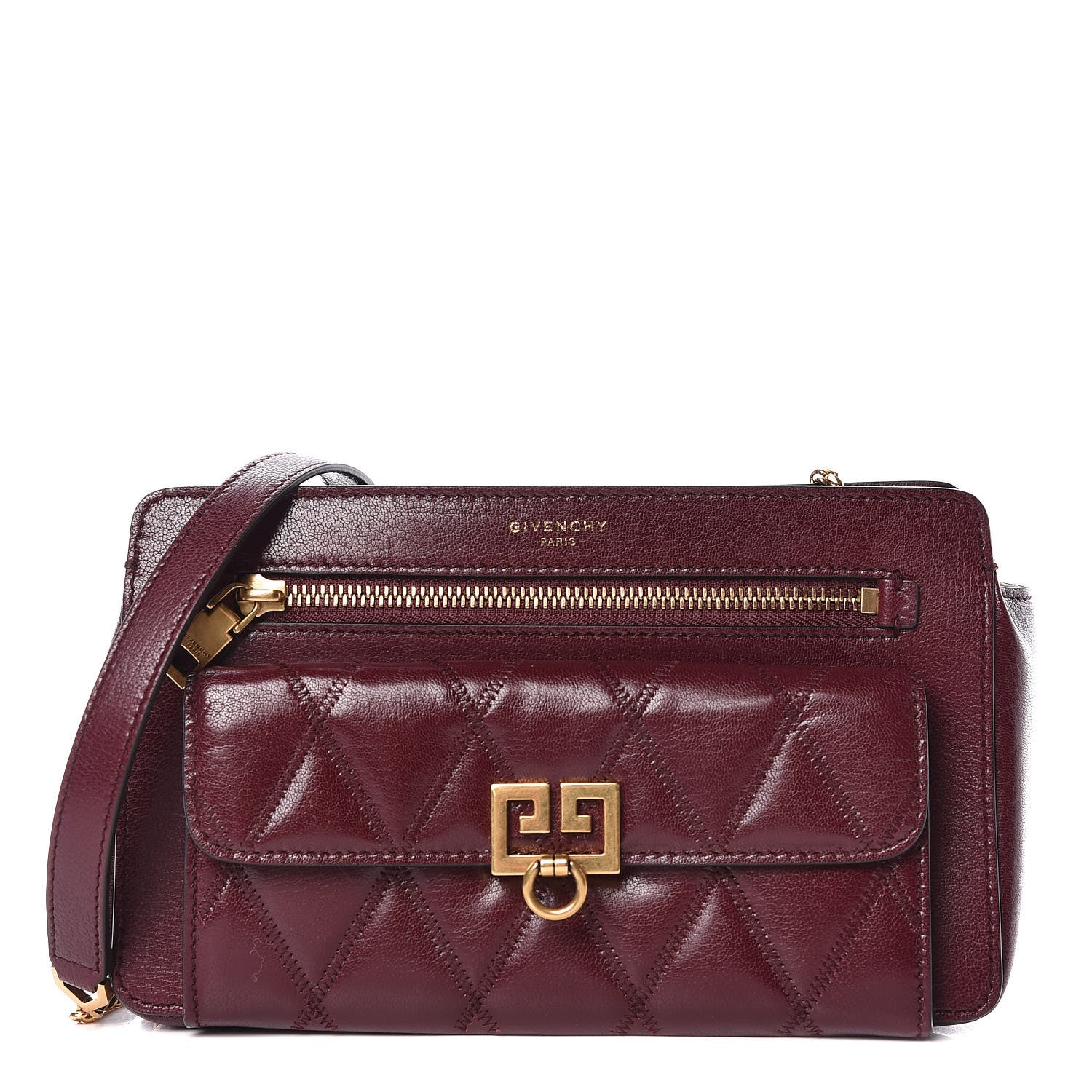 Givenchy Goatskin Diamond Quilted Pocket Crossbody Aubergine 1 of 8