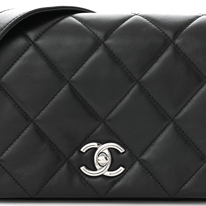 Chanel Lambskin Quilted Small Chain Rows Flap Black 8 of 11