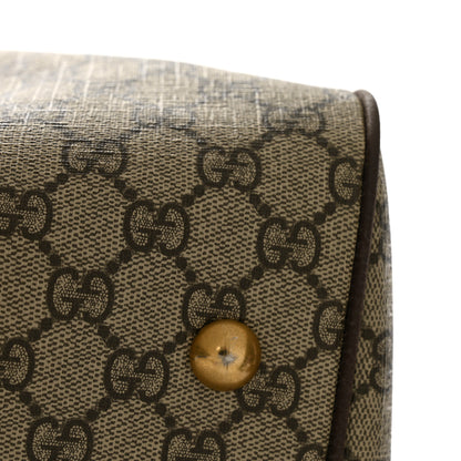 Gucci GG Supreme Monogram Textured Dollar Calfskin Web Large Savoy Duffle Bag Beige Ebony New Acero 11 of 12