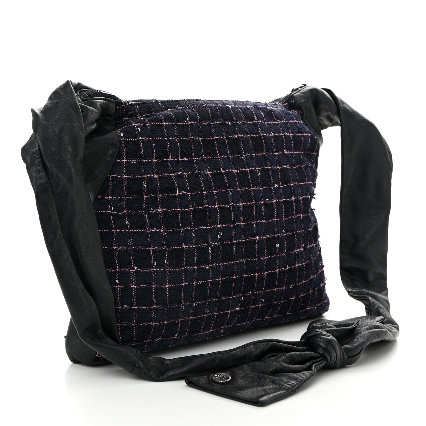 Tweed Lambskin Small Girl Bag Navy Blue Pink