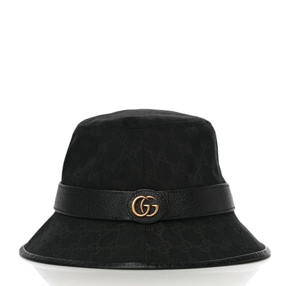 Gucci Monogram Textured Dollar Calfskin GG Jago Bucket Hat M Black 2 of 6