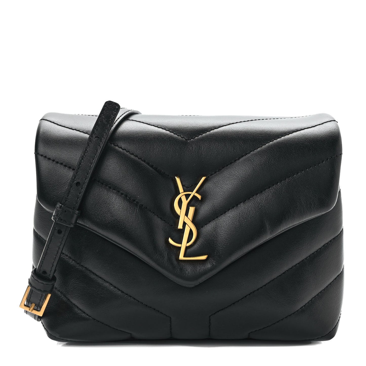 Calfskin Y Quilted Monogram Toy Loulou Crossbody Bag Black