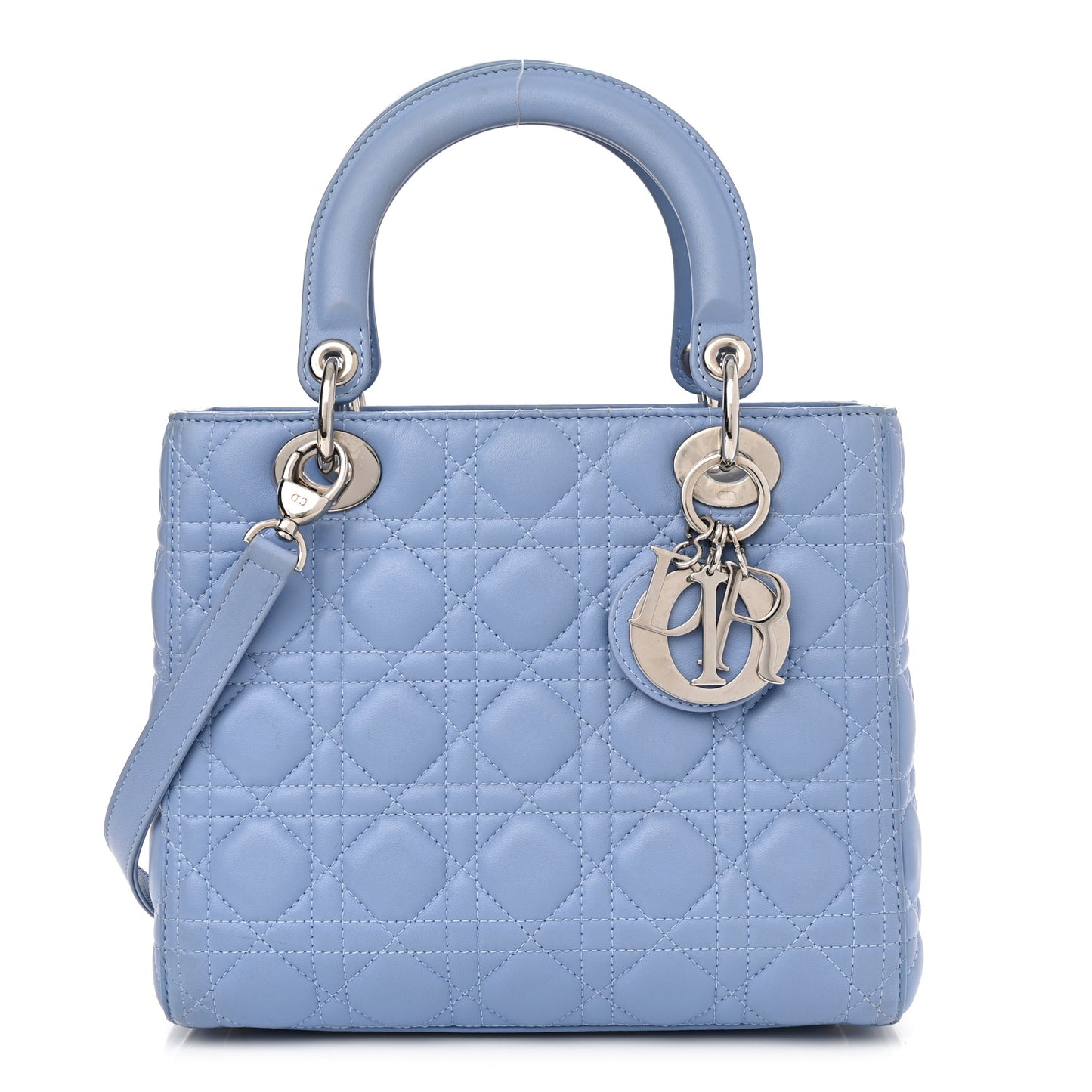 Lambskin Cannage Medium Lady Dior Light Blue