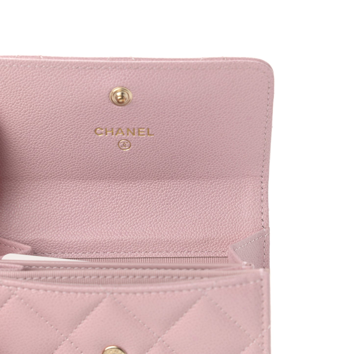 Caviar Quilted Studded CC Flap Card Holder Light Pink