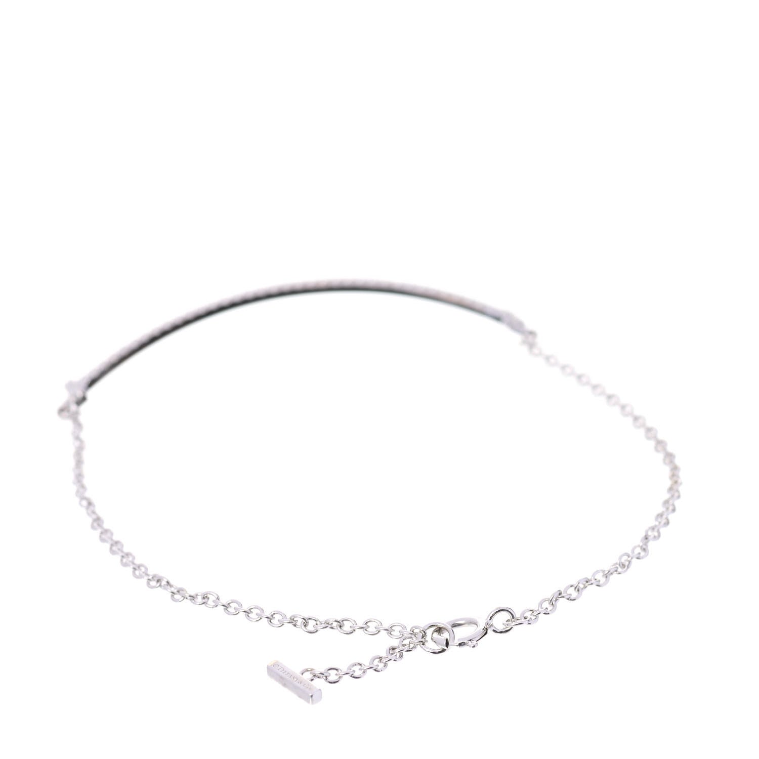 Tiffany 18K White Gold Diamond T Smile Bracelet 3 of 6