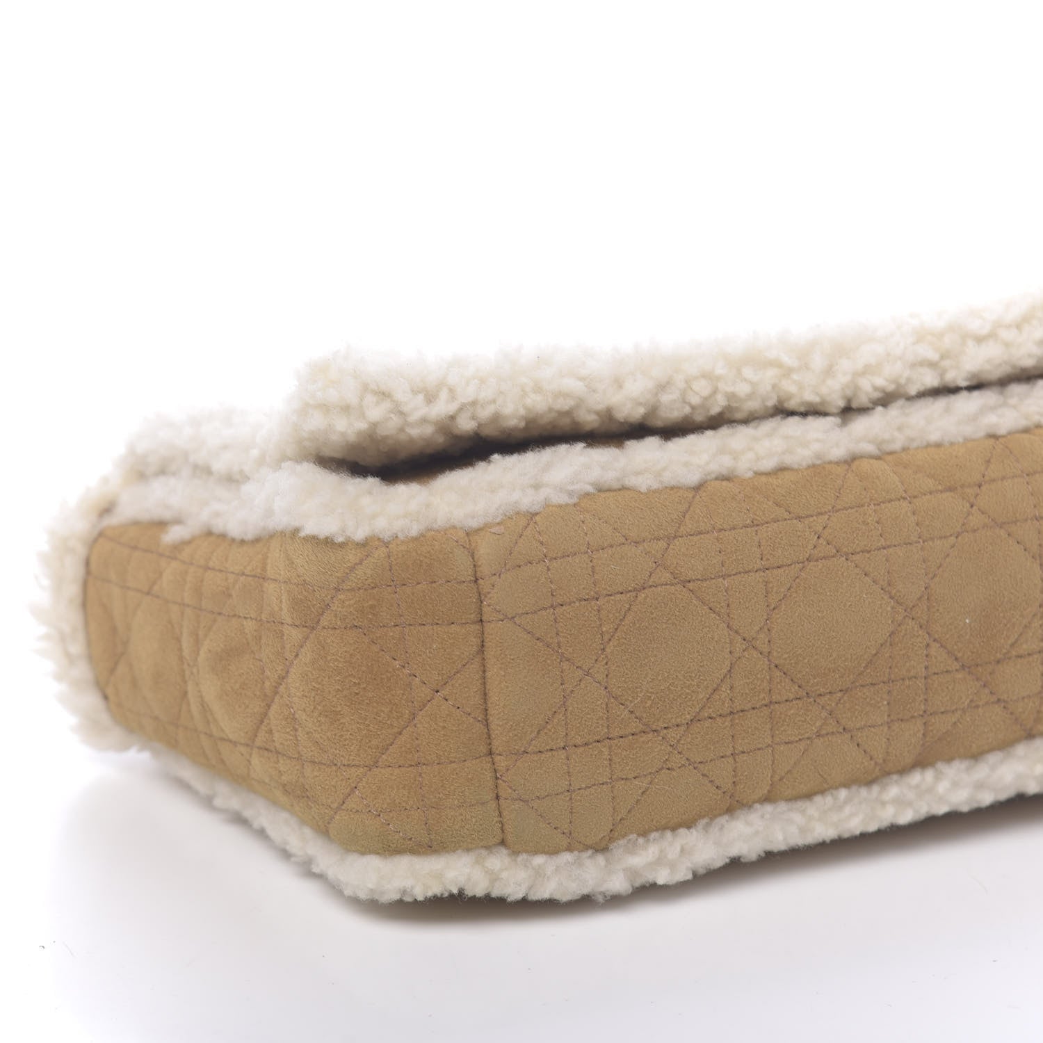 Christian Dior Shearling Cannage Large Caro Bag Camel 8 of 10