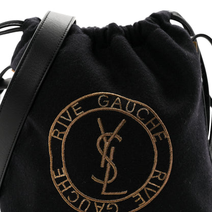 Saint Laurent Wool Calfskin Rive Gauche Bucket Bag Black Gold 9 of 11