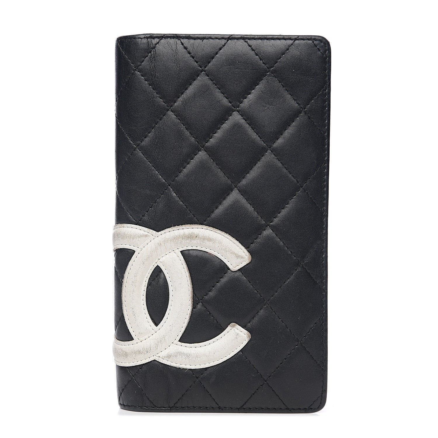 Chanel Calfskin Quilted Cambon Yen Wallet Black White 1 of 10