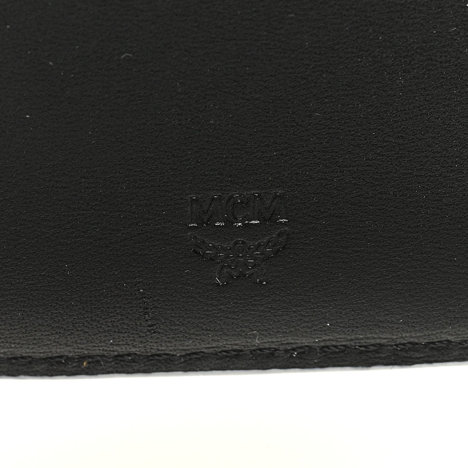 MCM Calfskin Visetos Monogram Patricia Color Block Trifold Wallet Cognac Black White 6 of 6