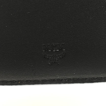 MCM Calfskin Visetos Monogram Patricia Color Block Trifold Wallet Cognac Black White 6 of 6