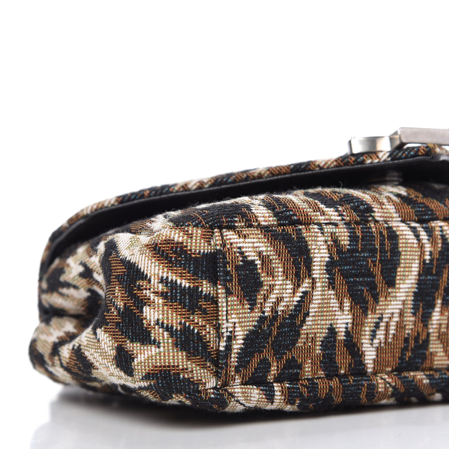 Jacquard Leopard Matelasse Chevron Monogram Baby Chain Bag Black