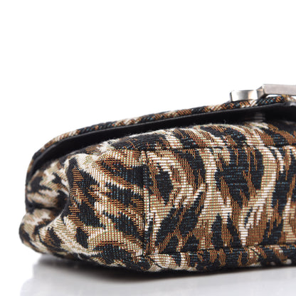 Saint Laurent Jacquard Leopard Matelasse Chevron Monogram Baby Chain Bag Black 6 of 10