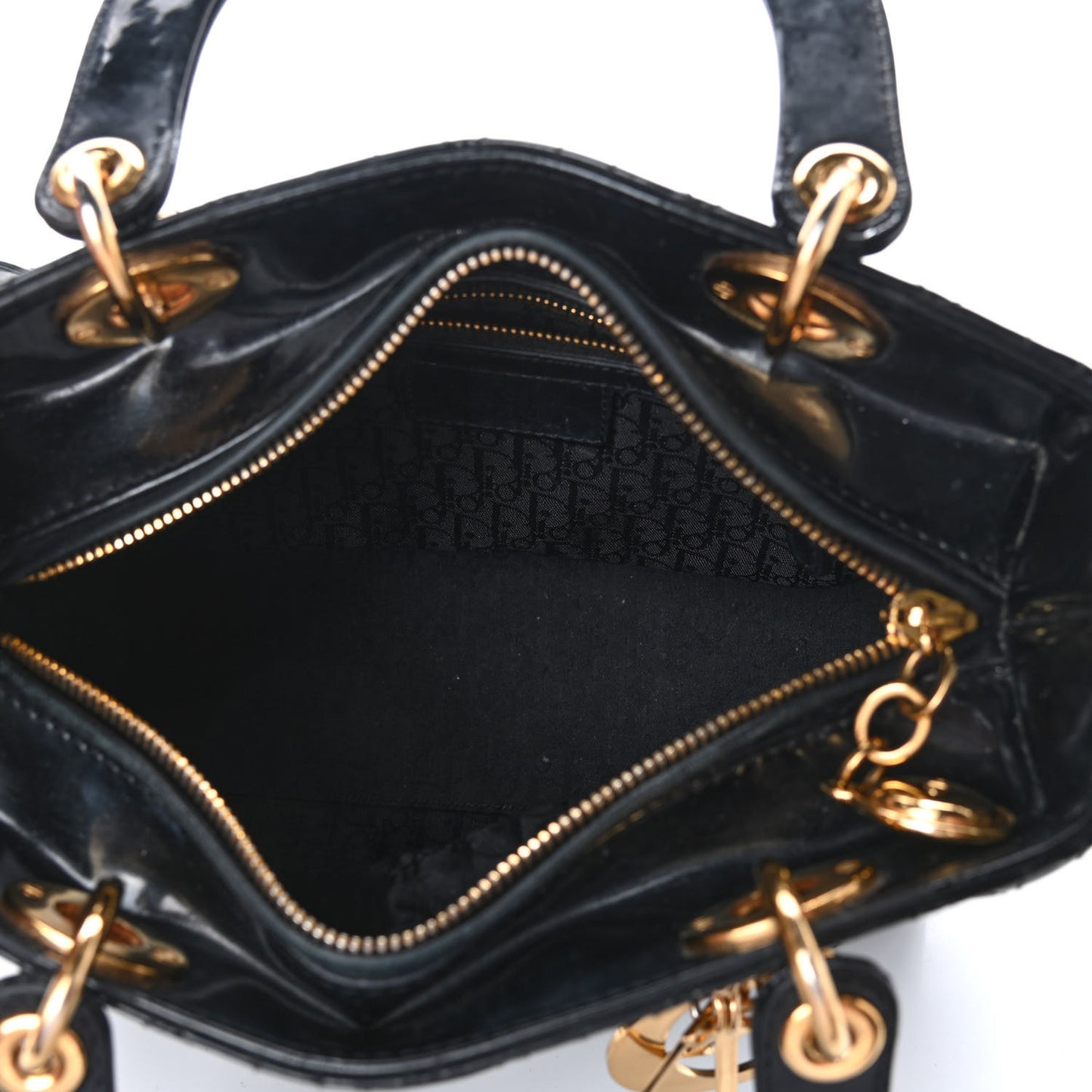 Patent Cannage Medium Lady Dior Black