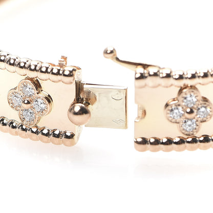 Van Cleef & Arpels 18K Rose Gold Diamond Perlee Clovers Bangle Bracelet M 7 of 7