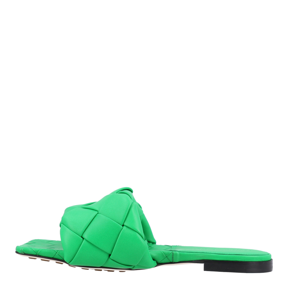 Nappa Maxi Intrecciato Lido Flat Sandals 38 Grass