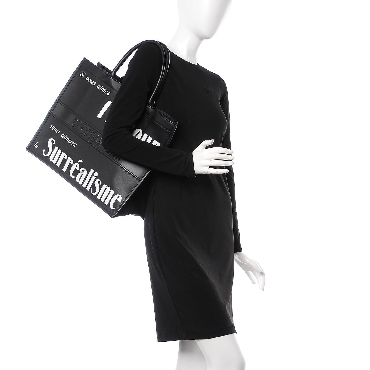 Calfskin Large Surrealism Book Tote Black
