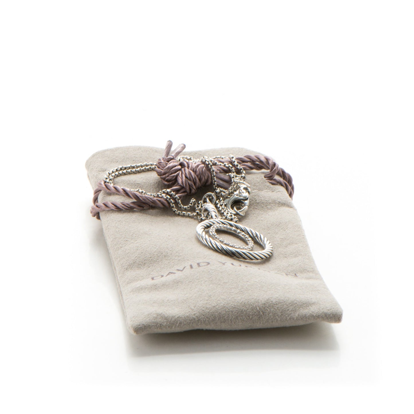 Sterling Silver Pave Diamond Mobile Circle Pendant Necklace