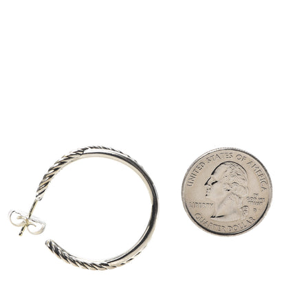 David Yurman Sterling Silver Crossover Cable Hoop Earrings 2 of 4